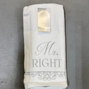 White and Gray 'Mr. Right' Towel